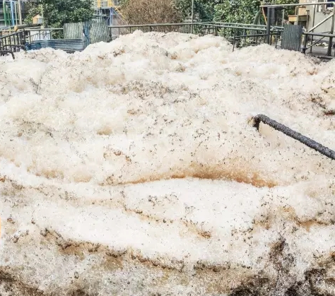 (图:电厂污水泡沫危害)