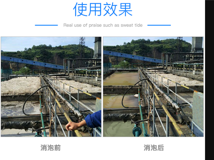 (图:废水处理消泡剂使用前后对比)