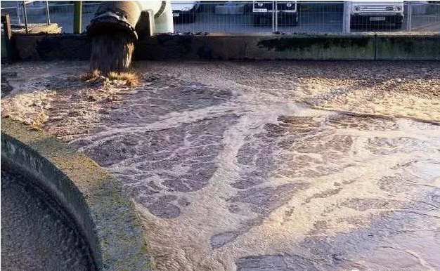 (图:南辉造纸客户废水泡沫池起泡现场)