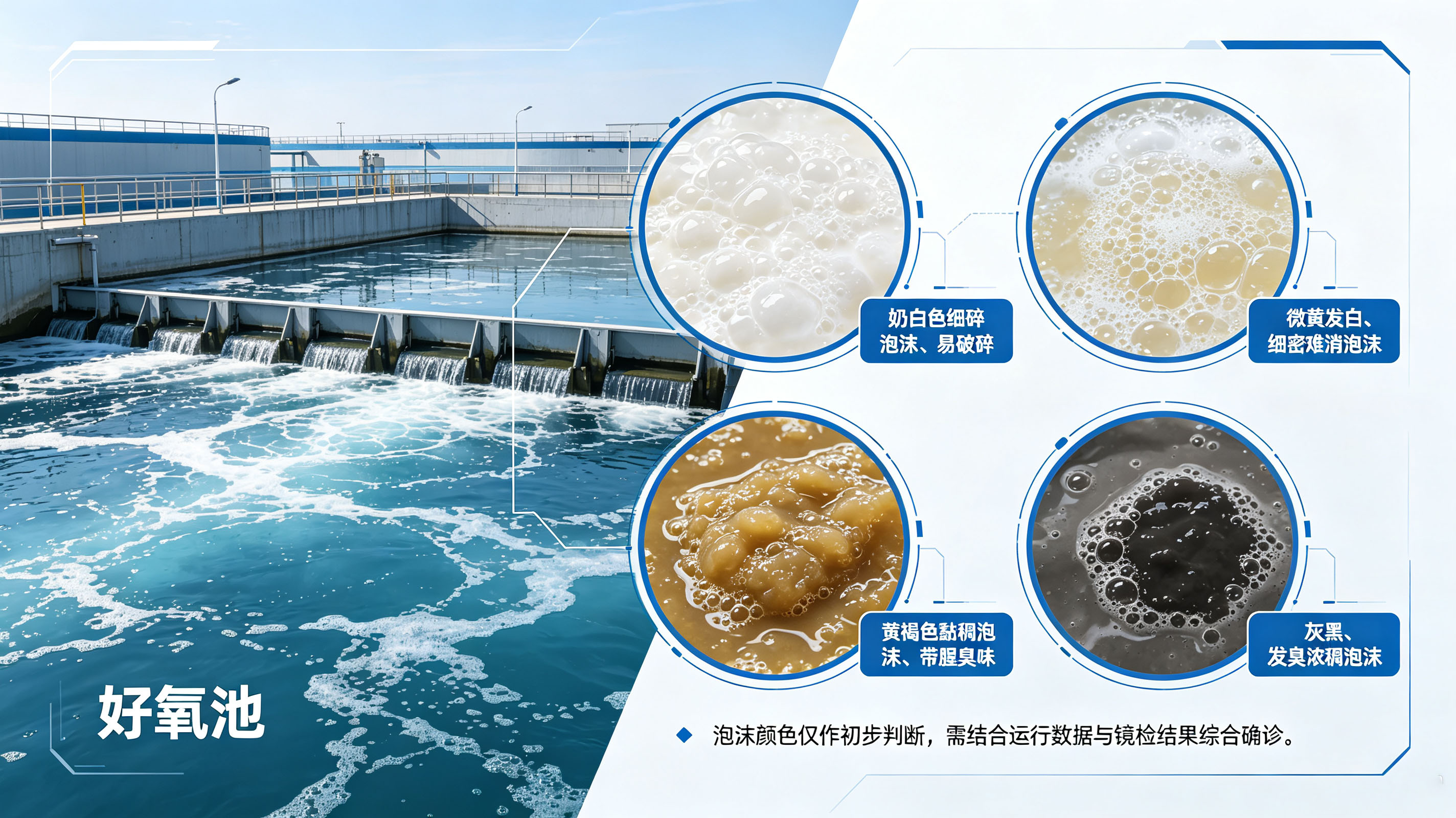 好氧池的四种泡沫对比图