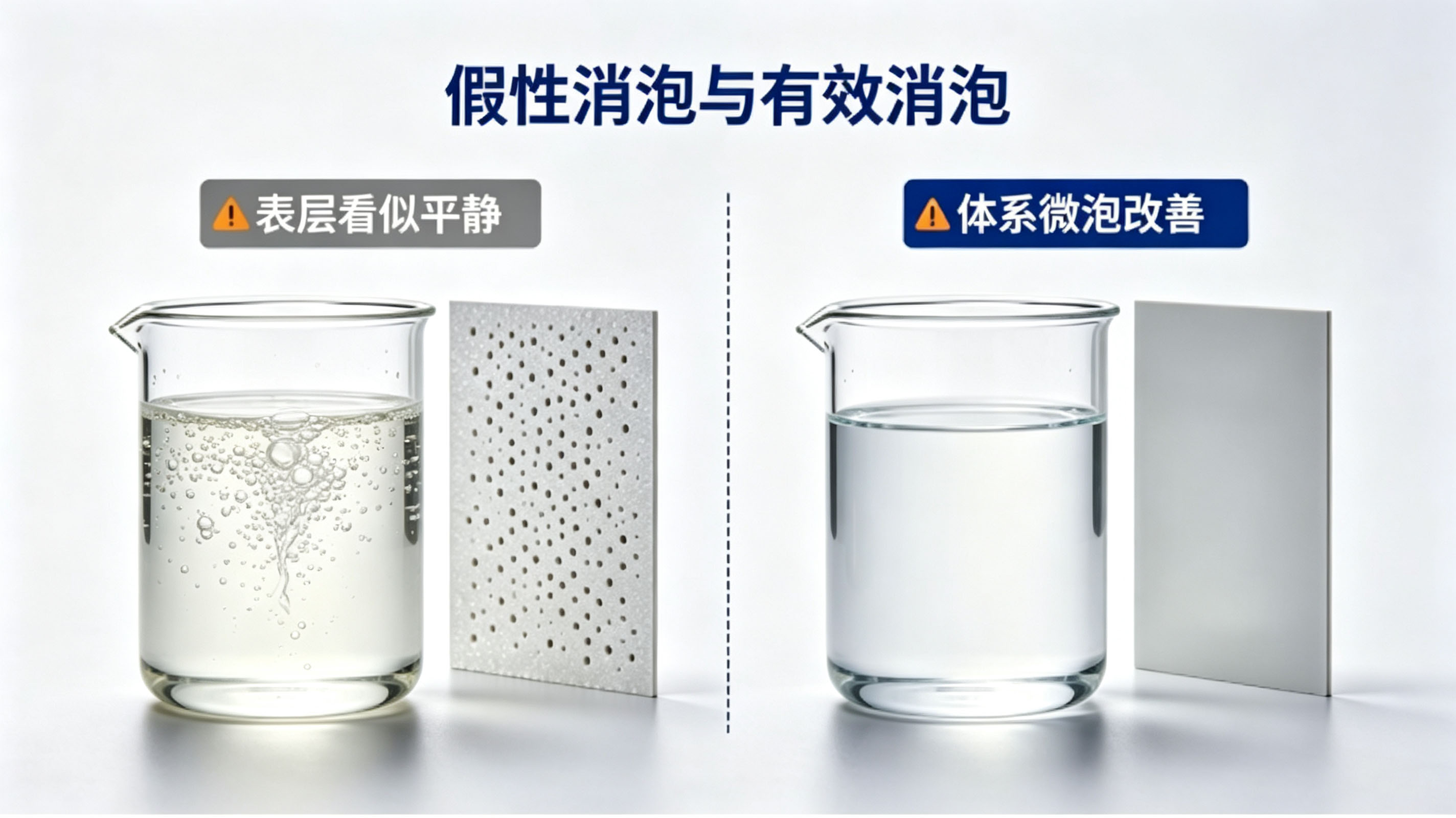 假性消泡vs有效消泡对比