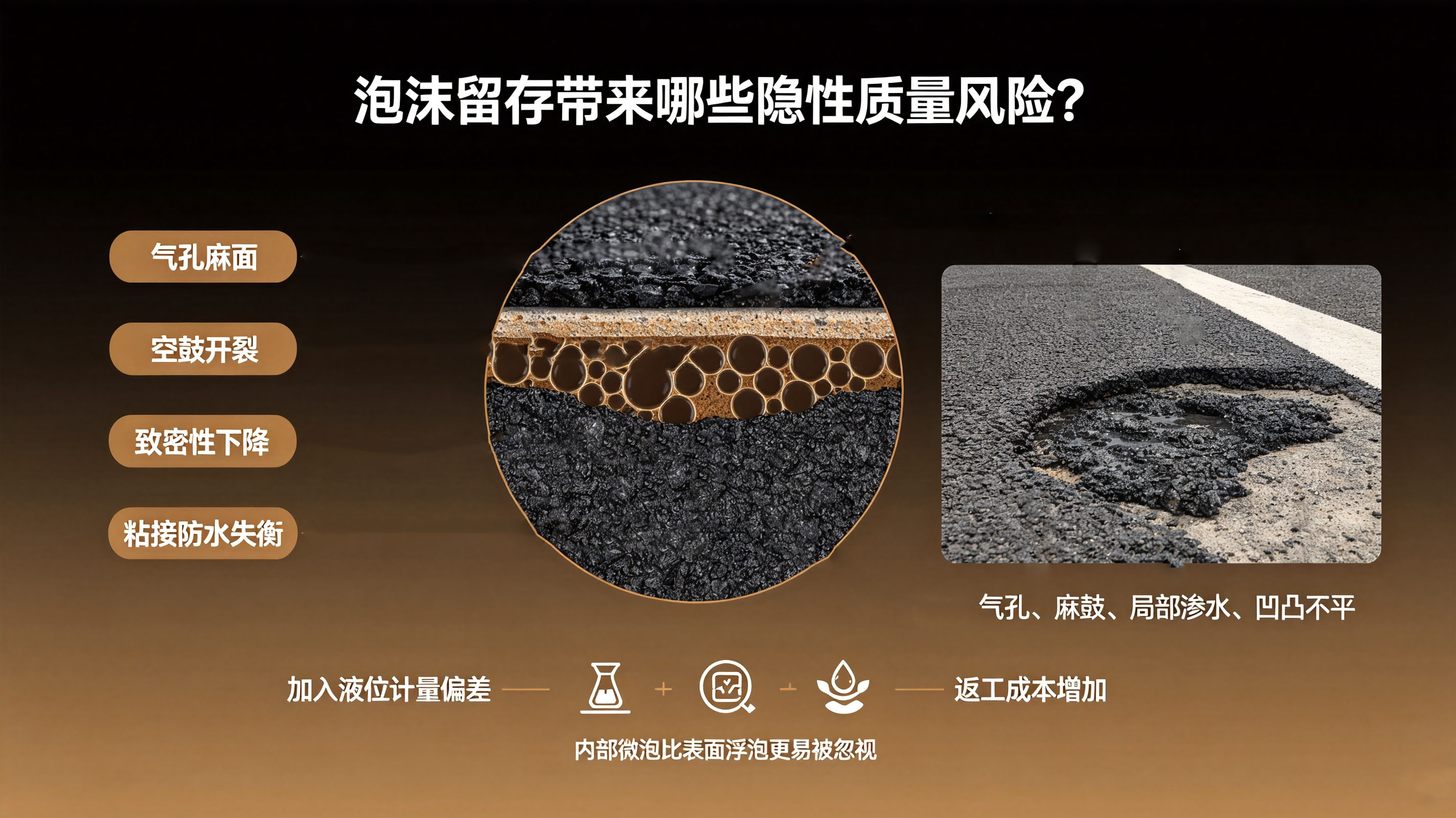 图1：沥青泡沫带来的常见危害（图片AI生成）